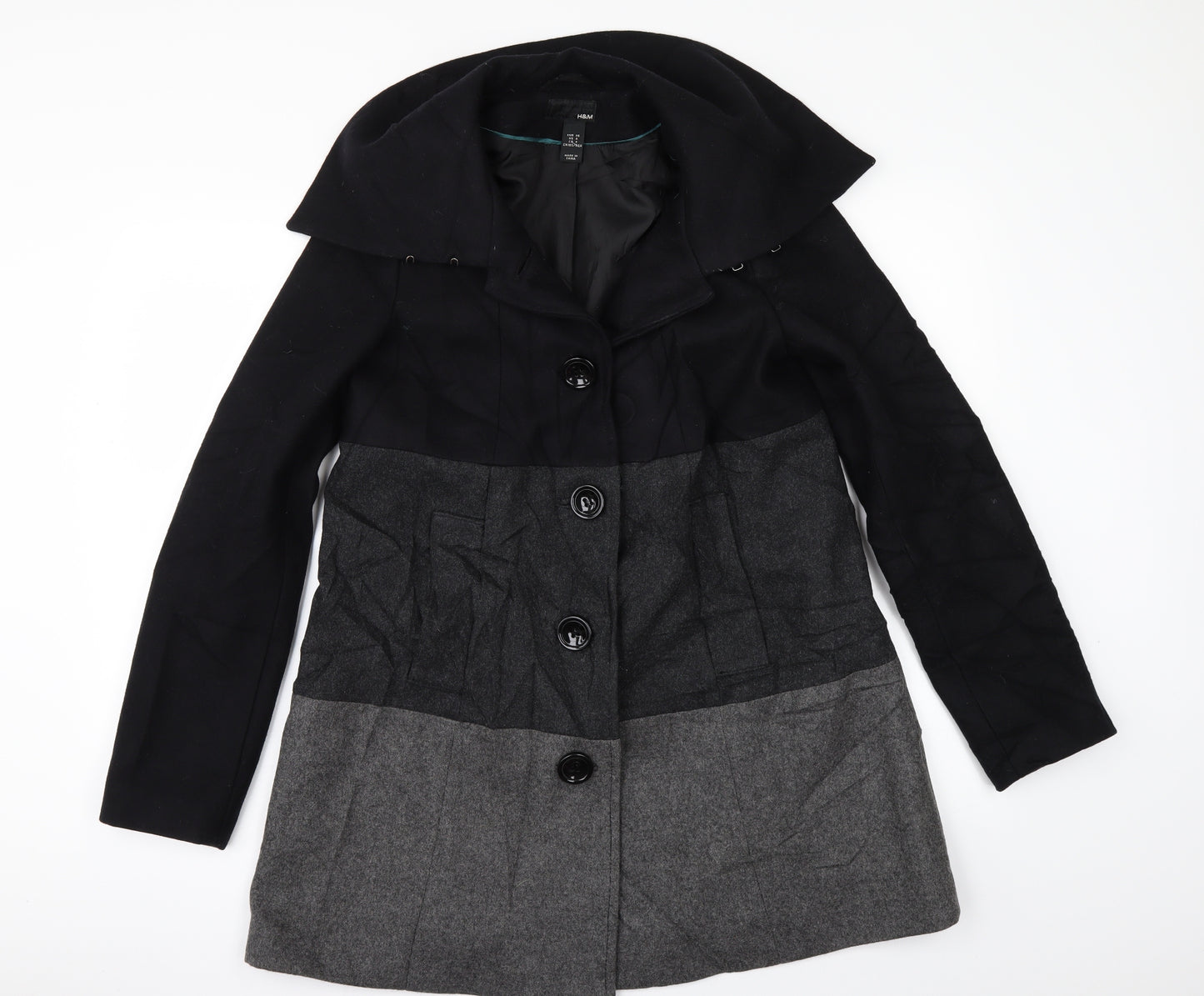 H&M Womens Black   Pea Coat Coat Size 8