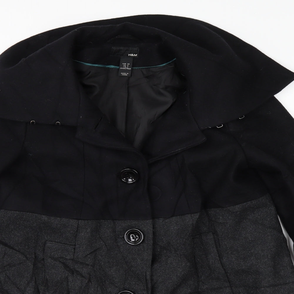 H&M Womens Black   Pea Coat Coat Size 8