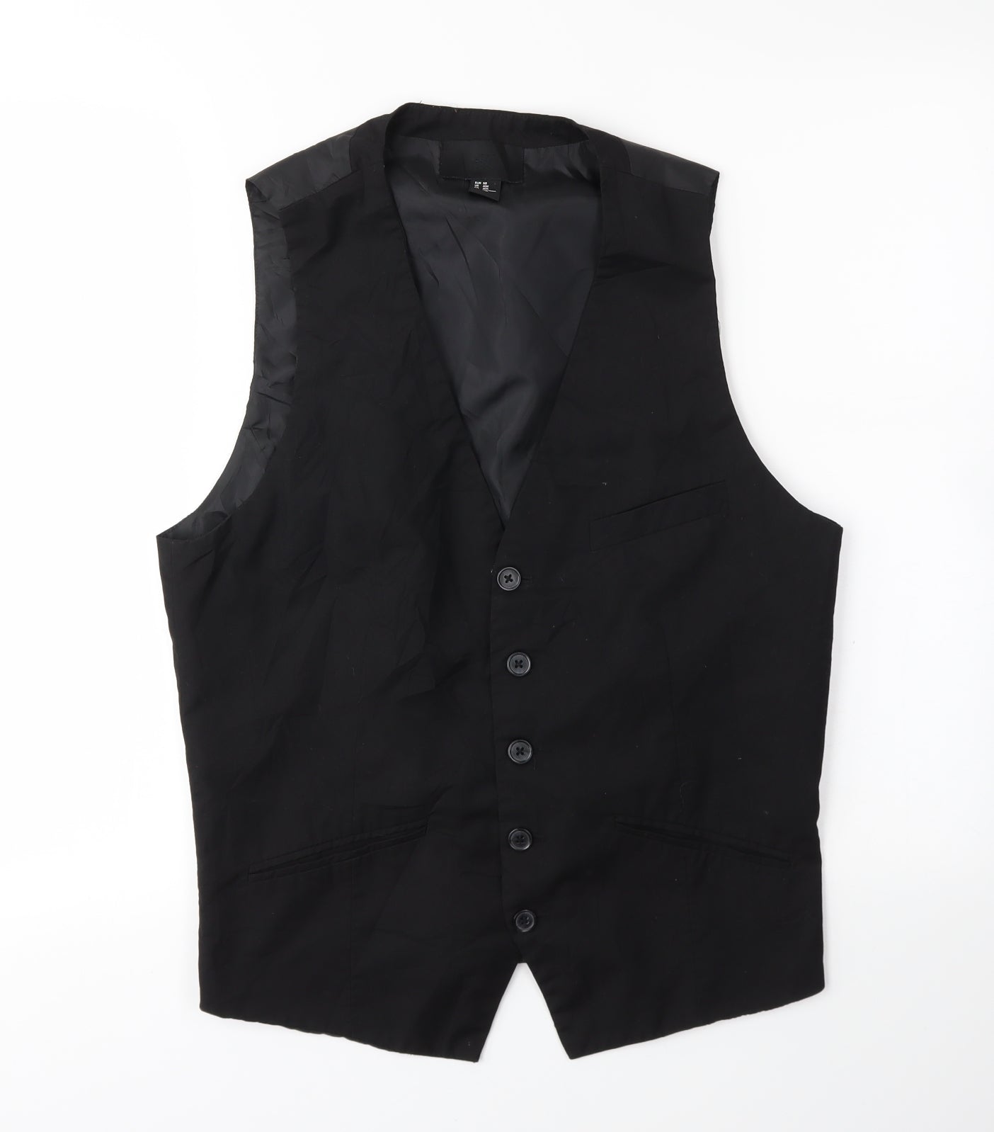 H&M Mens Black   Jacket Suit Waistcoat Size 40