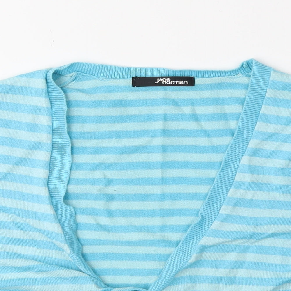 Jane Norman Womens Blue Striped  Basic T-Shirt Size 14