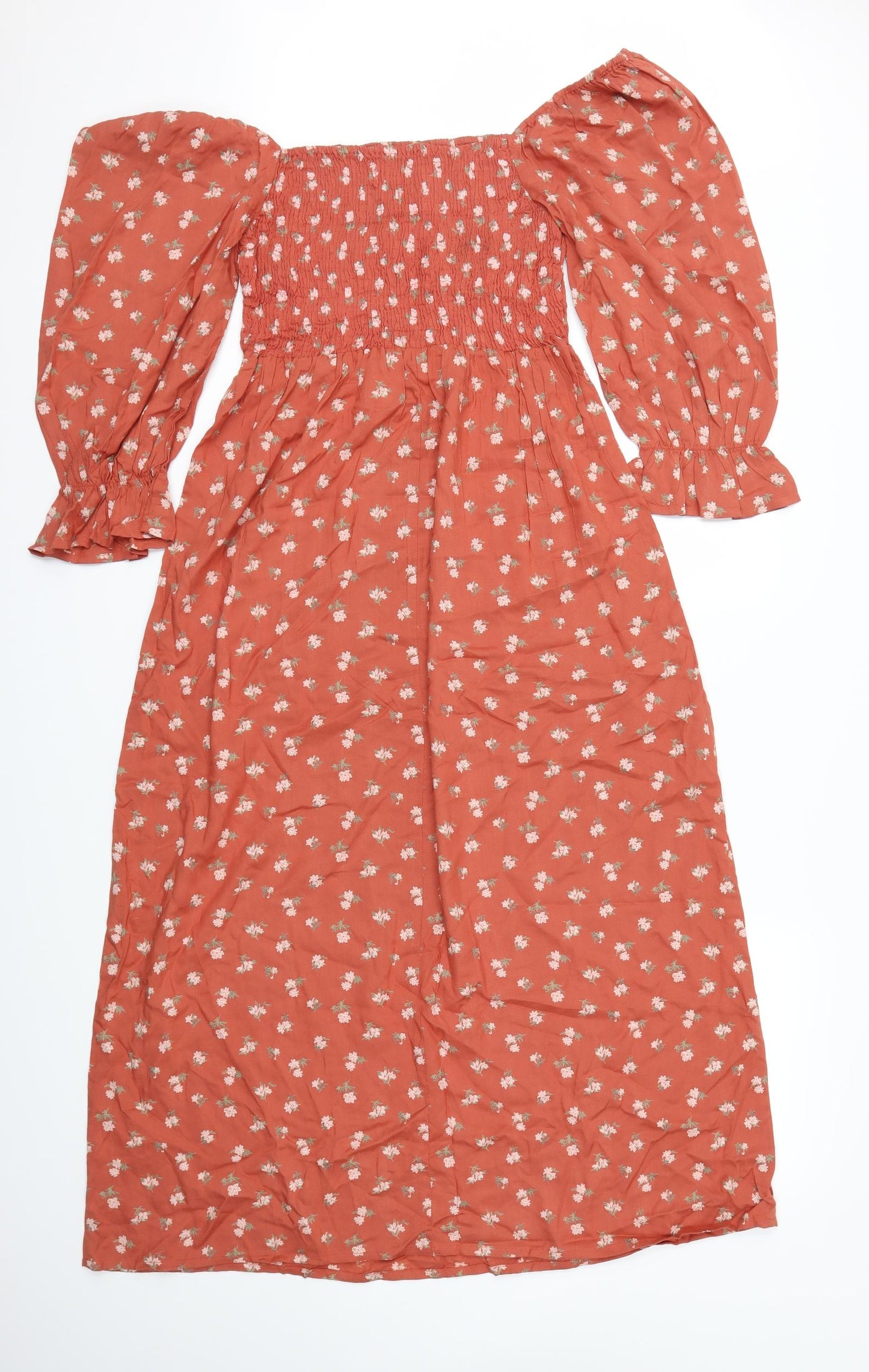 Urban Gypsy Womens Orange Floral  Fit & Flare  Size M