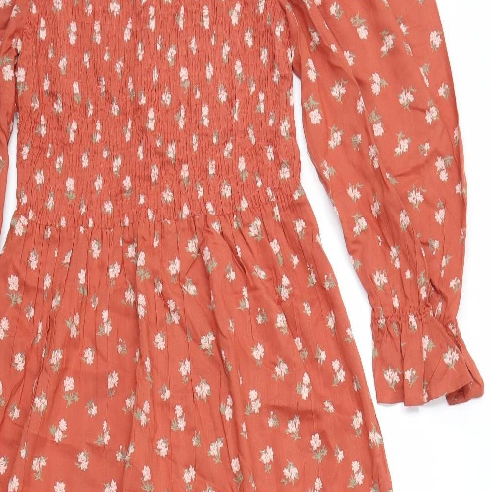 Urban Gypsy Womens Orange Floral  Fit & Flare  Size M