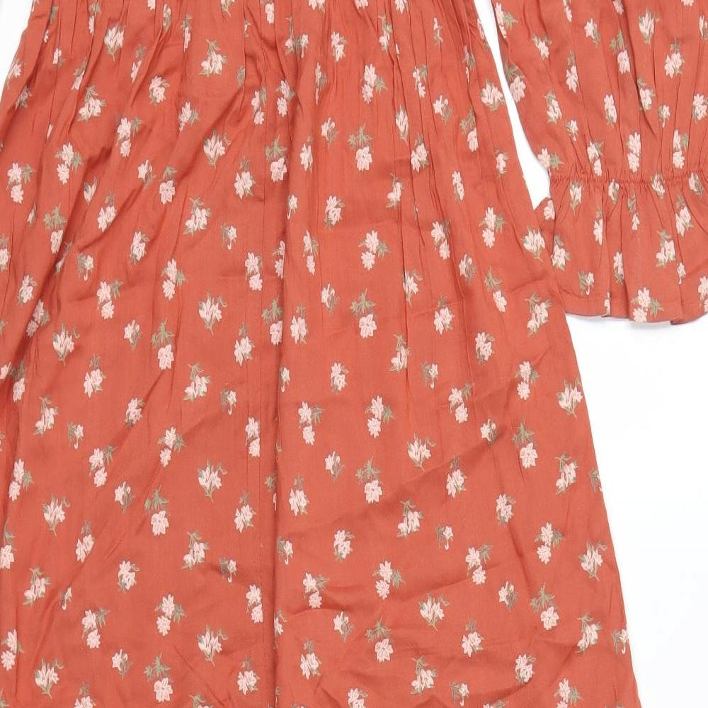Urban Gypsy Womens Orange Floral  Fit & Flare  Size M