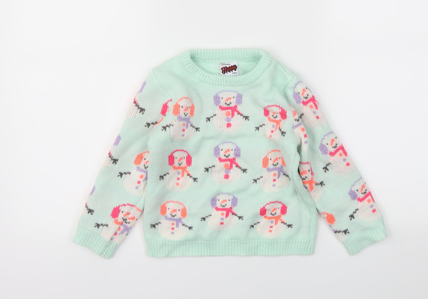 George Girls Blue Animal Print  Pullover Jumper Size 2-3 Years