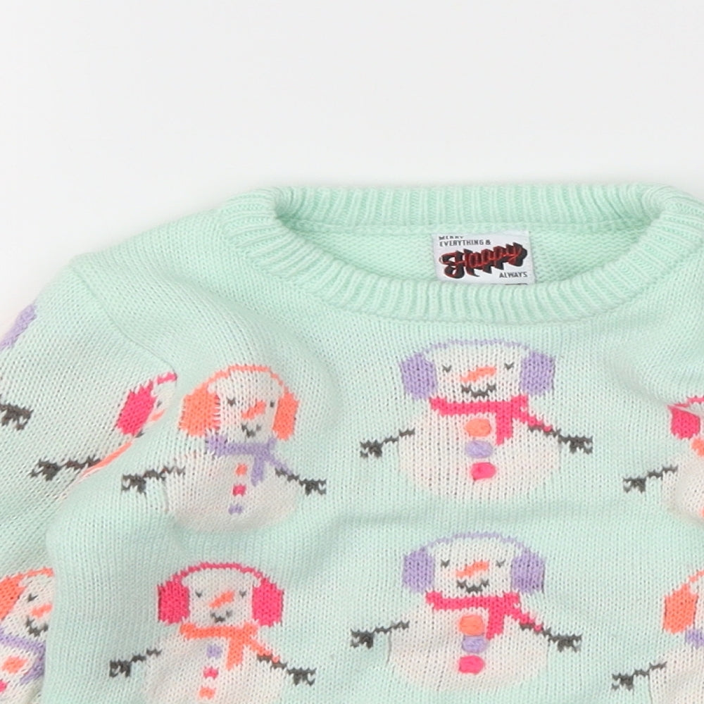 George Girls Blue Animal Print  Pullover Jumper Size 2-3 Years