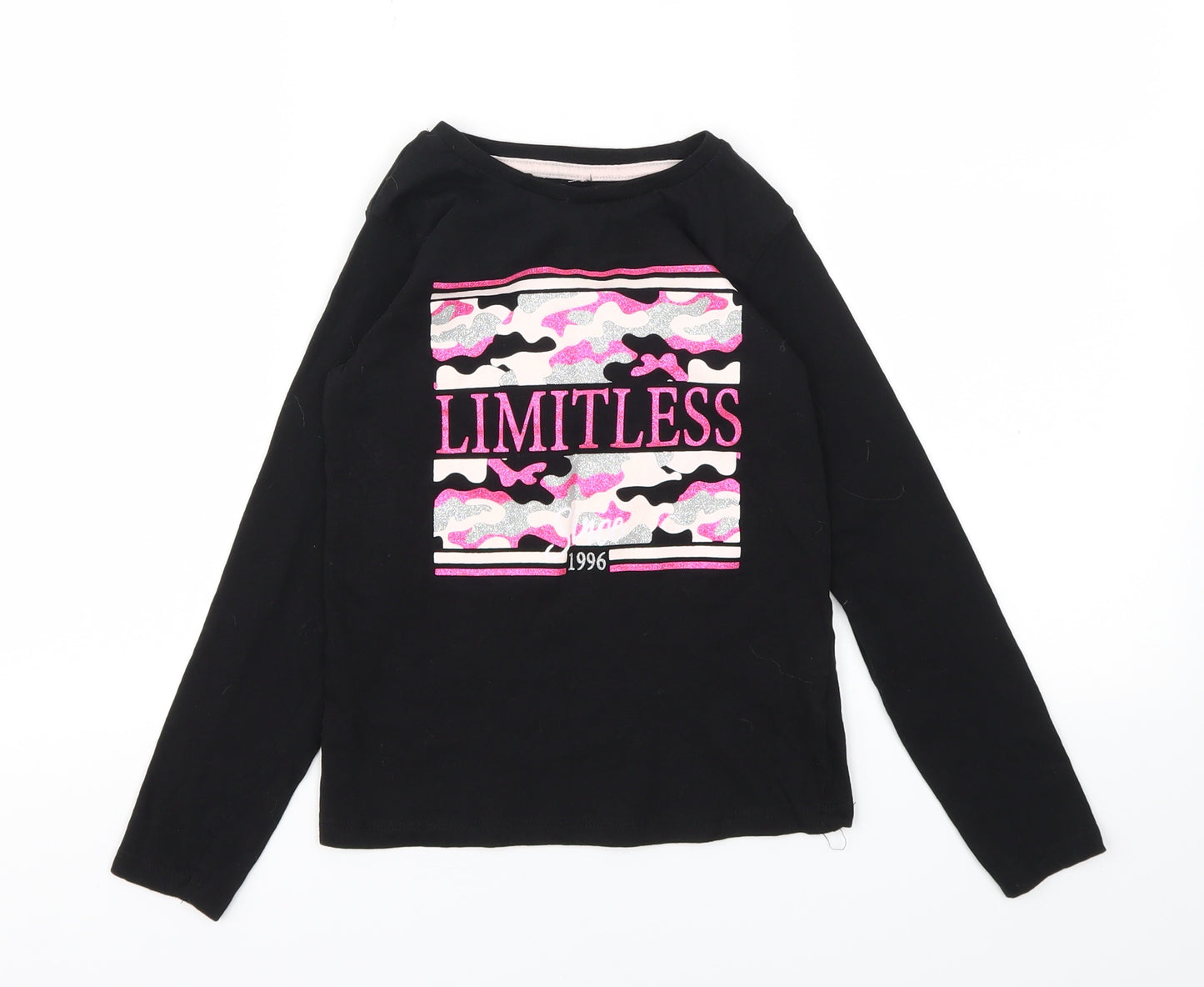 PEP&CO Girls Black   Basic T-Shirt Size 6-7 Years