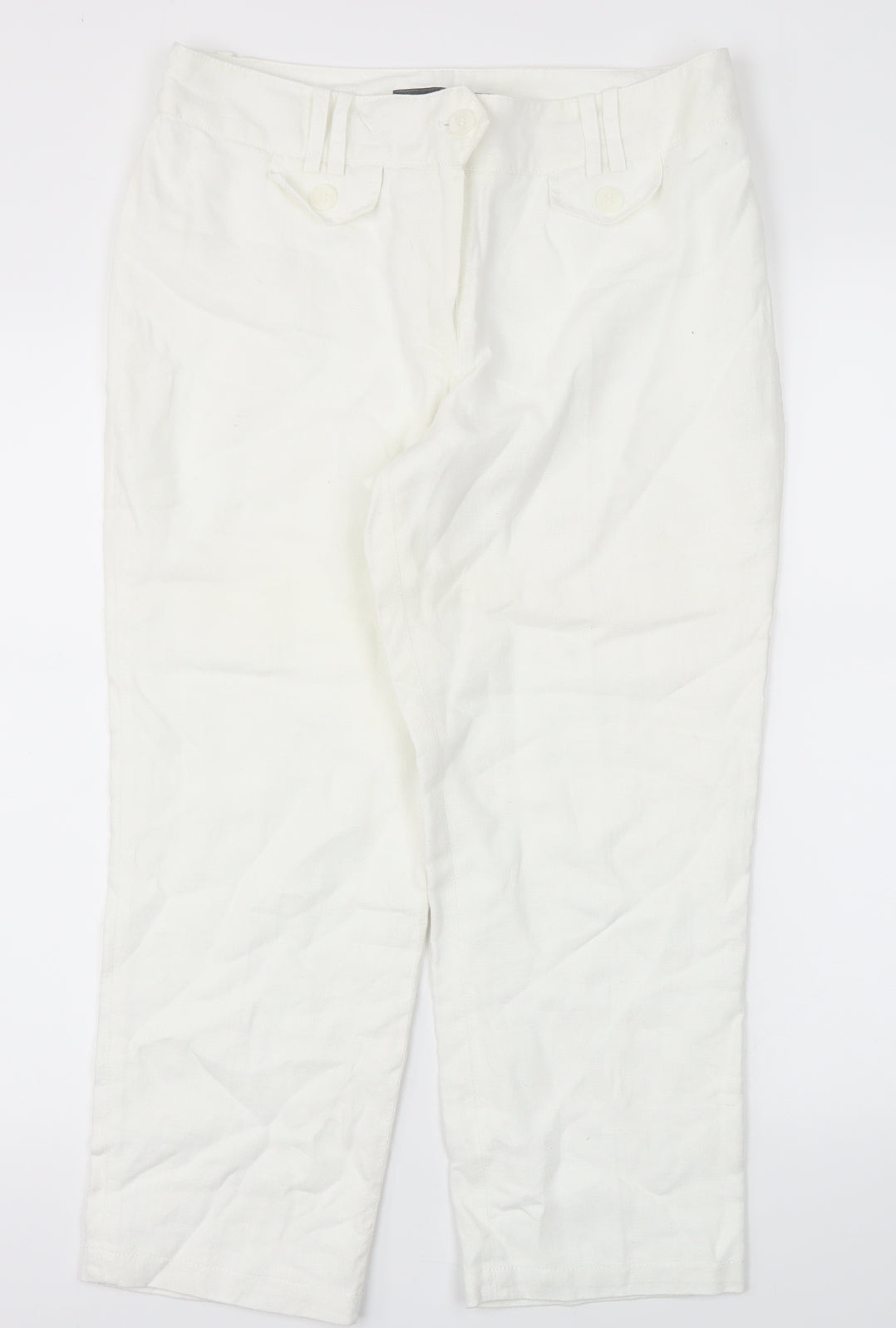 Next  Womens White   Trousers  Size 10 L23 in
