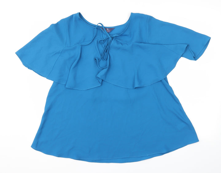 TU Womens Blue Basic Blouse Size 10
