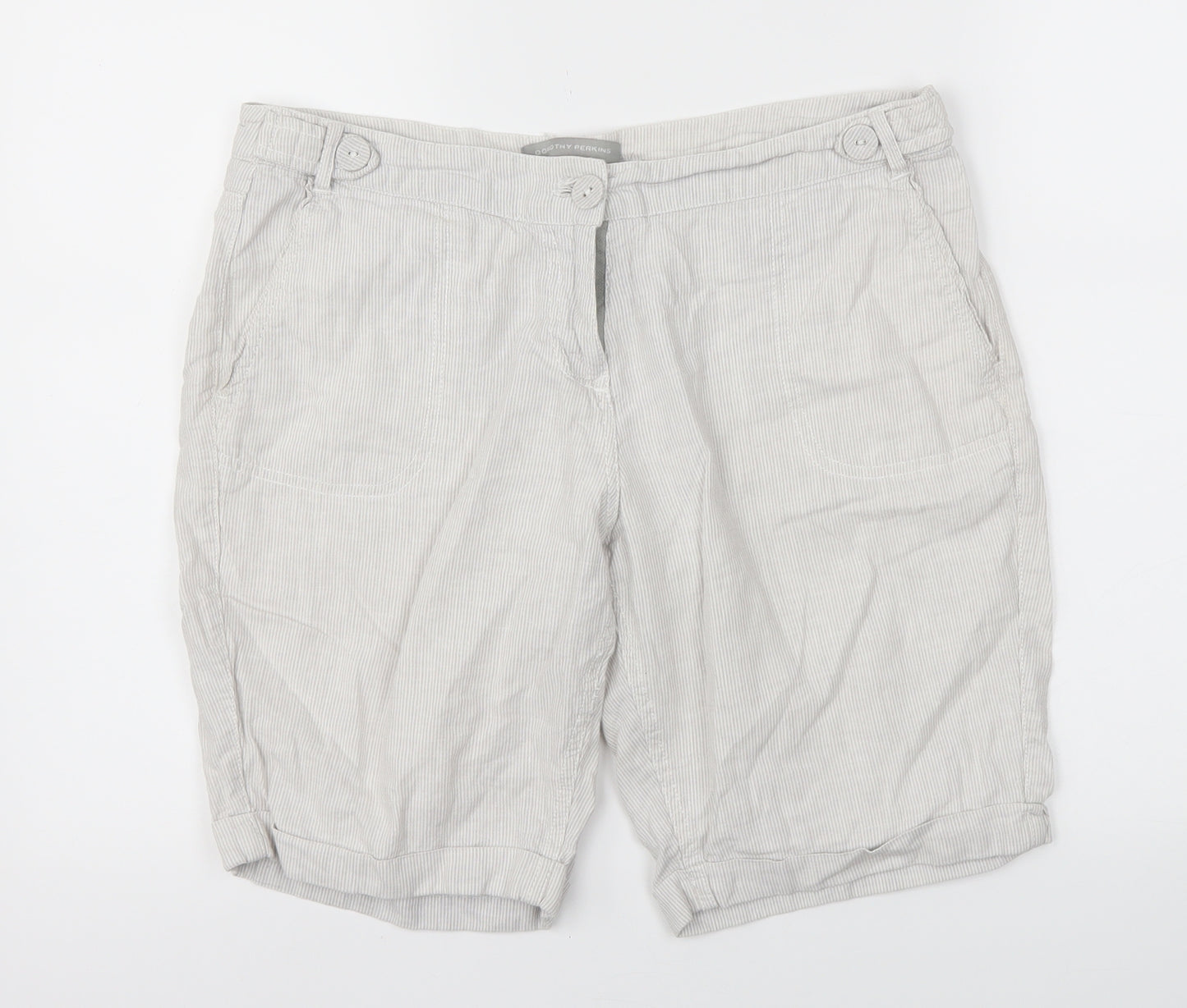 Dorothy pekins Womens Grey Striped  Cut-Off Shorts Size 10