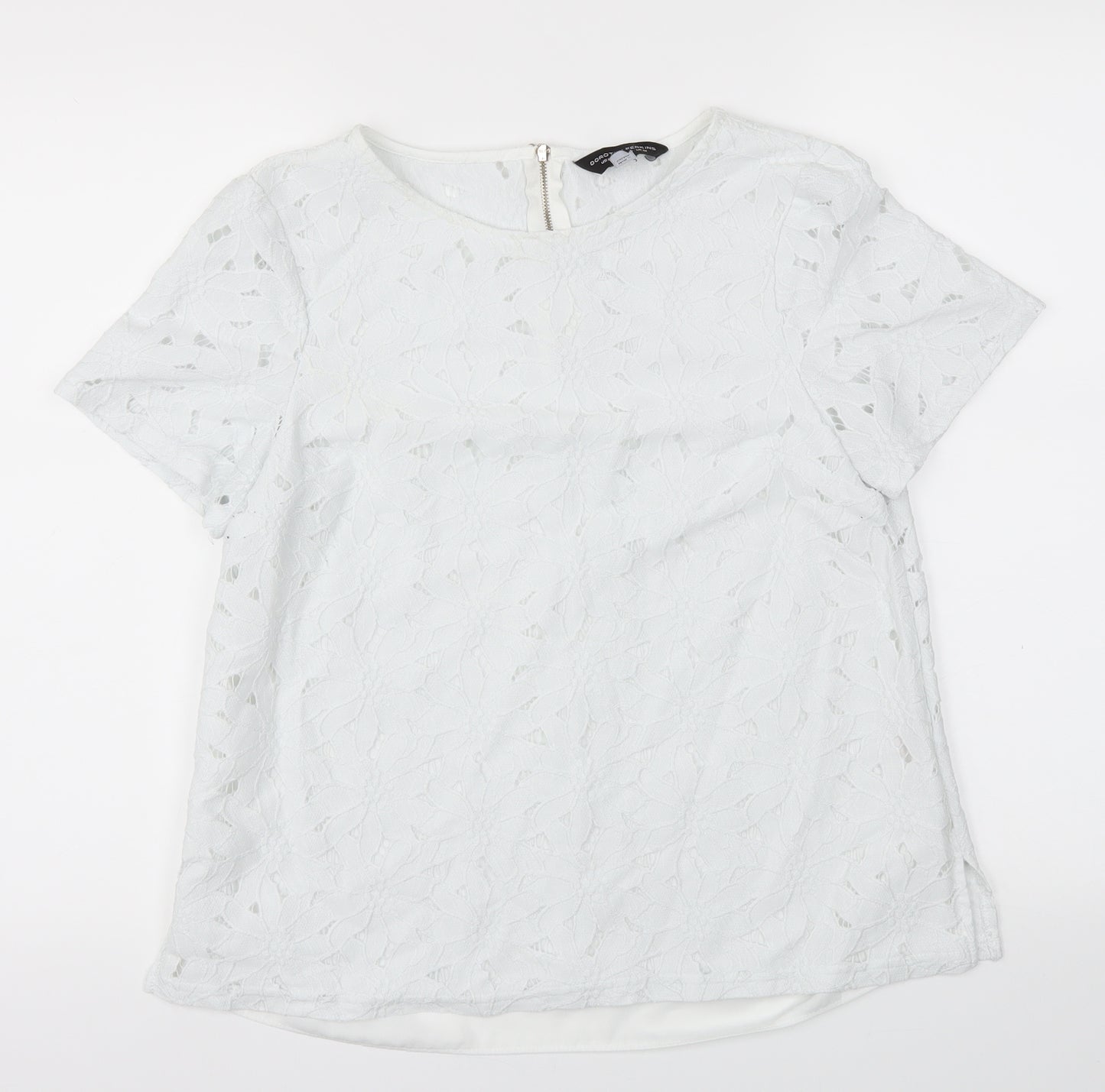 Dorothy Perkins Womens White Floral  Basic T-Shirt Size 12