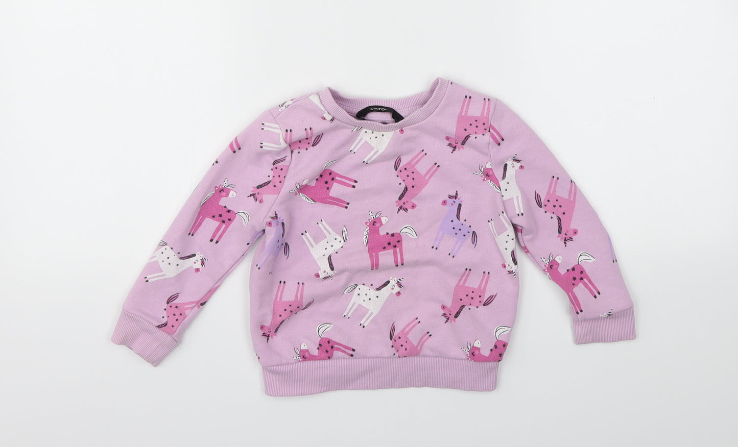 George Girls Purple Animal Print  Pullover Jumper Size 2 Years