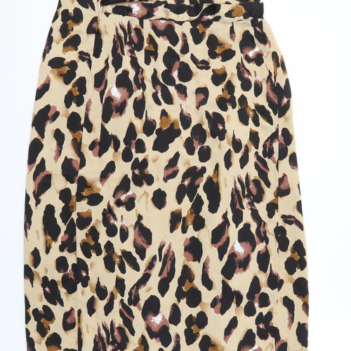 Quiz Womens Brown Animal Print  Flare Skirt Size 12