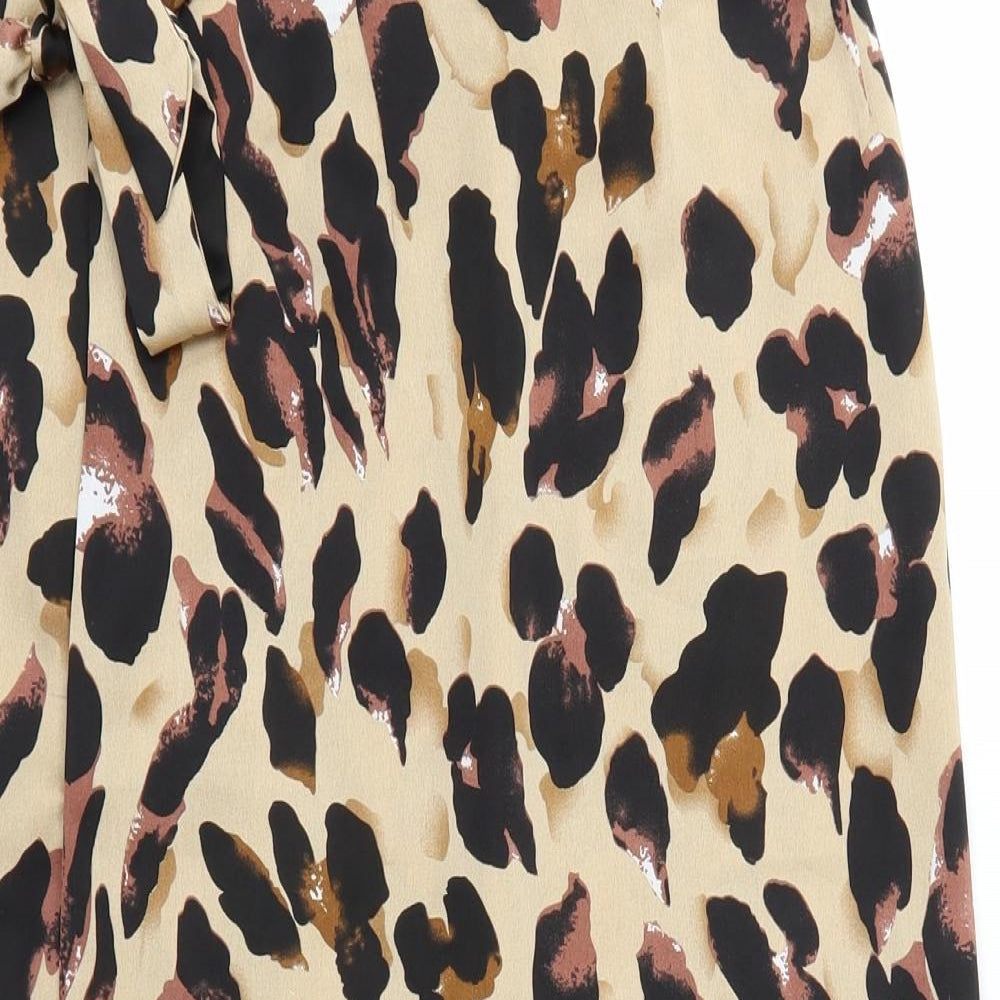 Quiz Womens Brown Animal Print  Flare Skirt Size 12