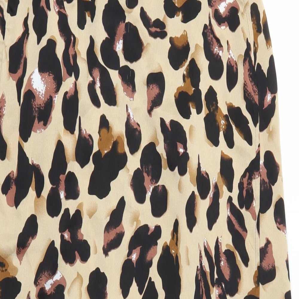 Quiz Womens Brown Animal Print  Flare Skirt Size 12
