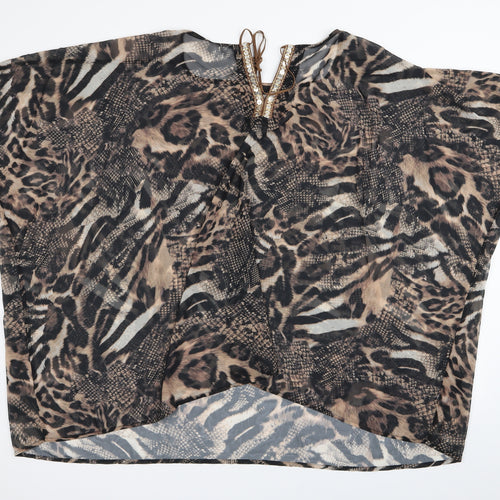 Joanna Hope Womens Multicoloured Animal Print  Basic Blouse Size 24