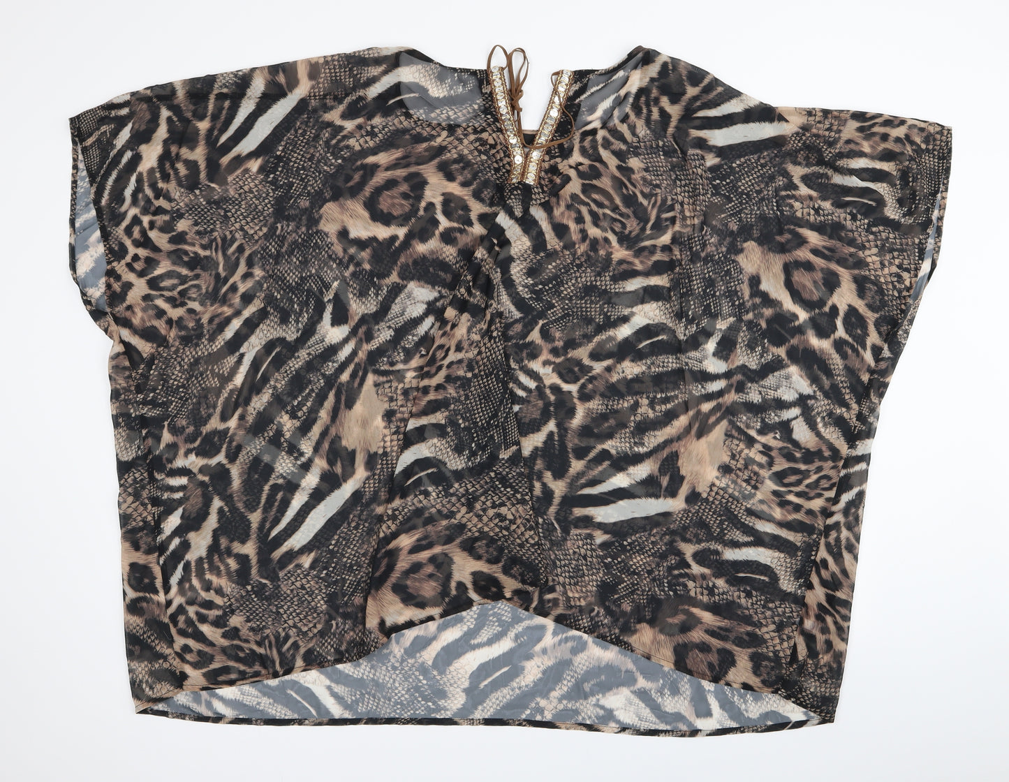 Joanna Hope Womens Multicoloured Animal Print  Basic Blouse Size 24
