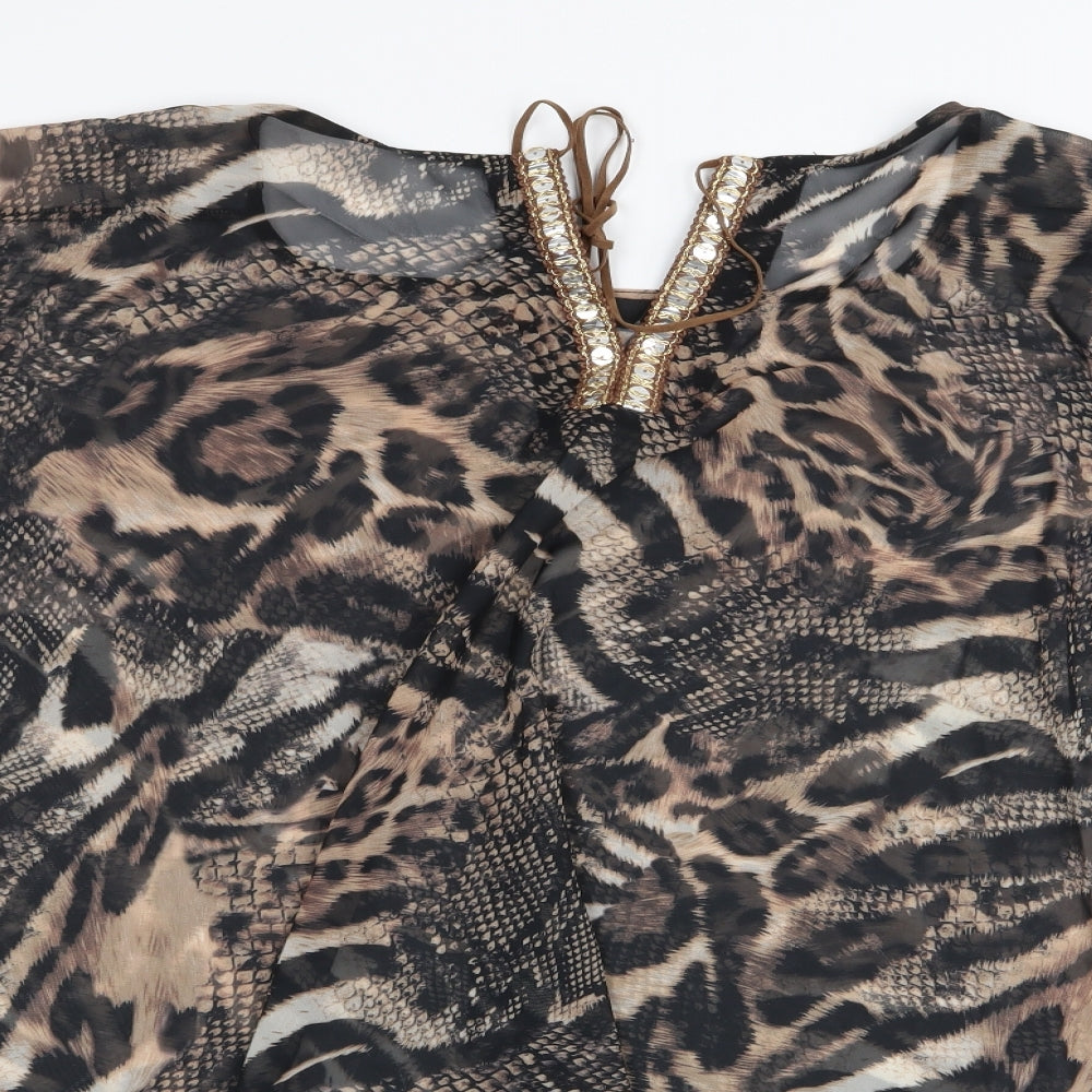 Joanna Hope Womens Multicoloured Animal Print  Basic Blouse Size 24