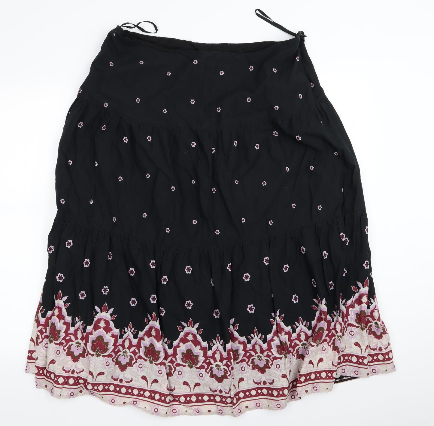 New Look Womens Black Floral  Flare Skirt Size 18