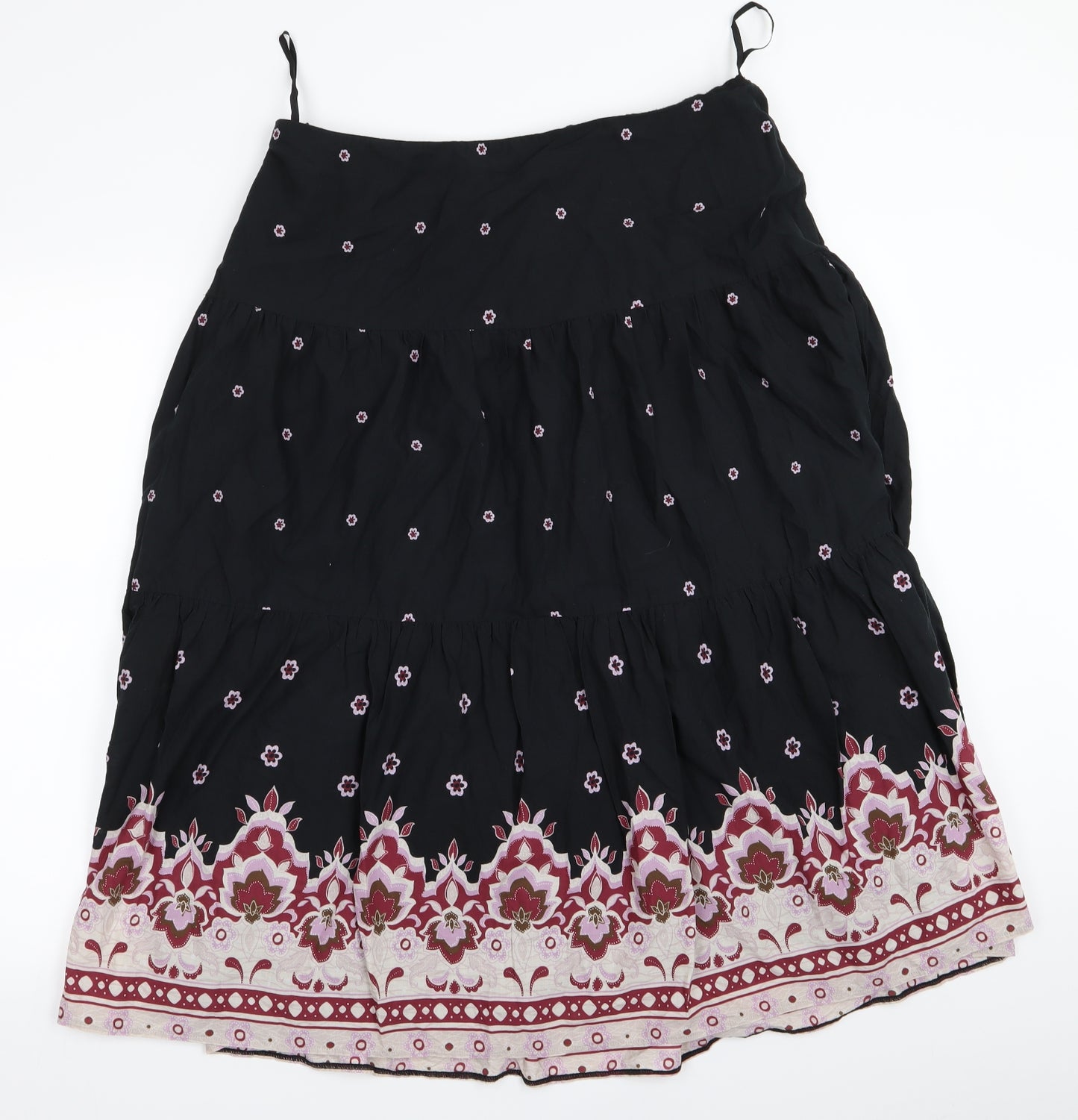 New Look Womens Black Floral  Flare Skirt Size 18