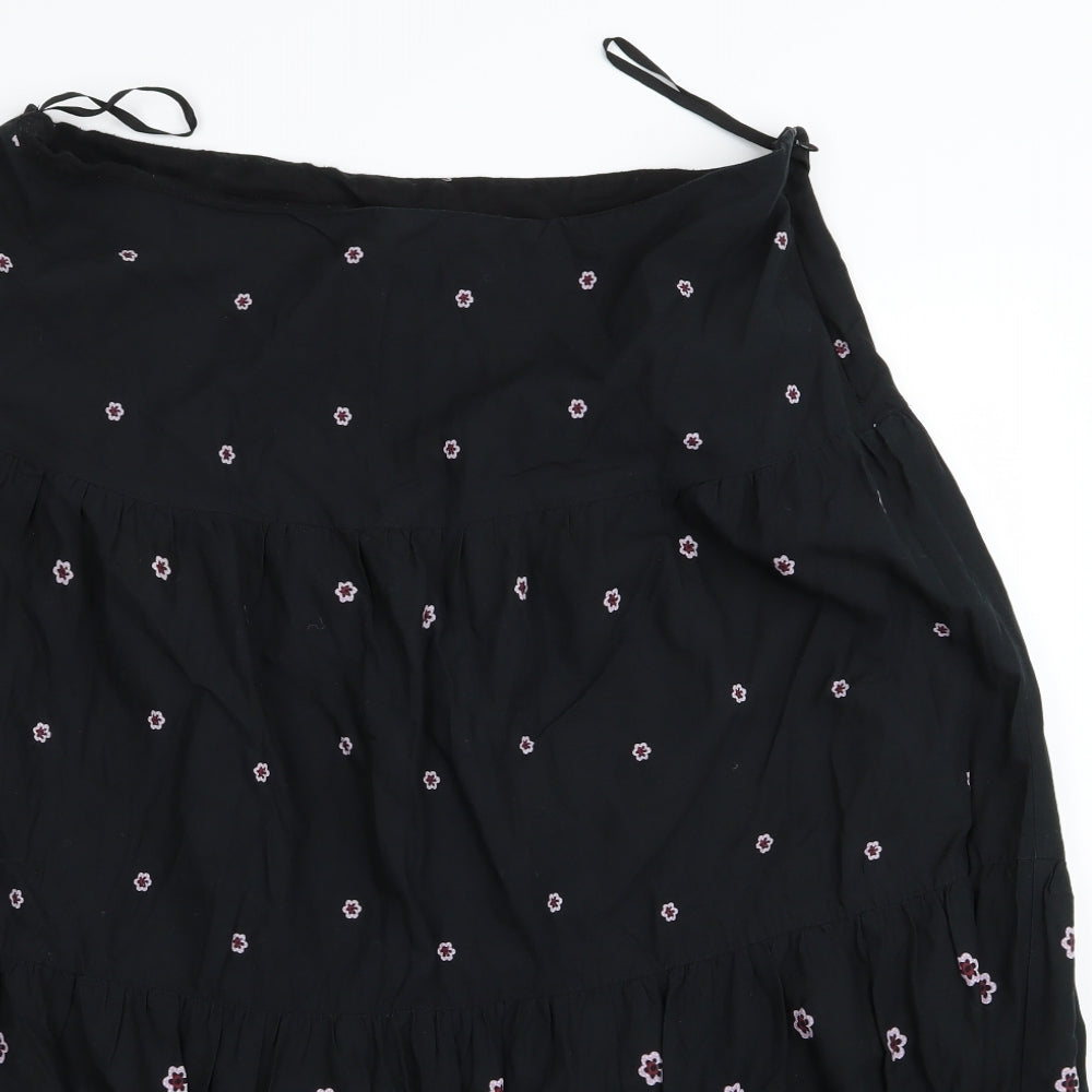 New Look Womens Black Floral  Flare Skirt Size 18