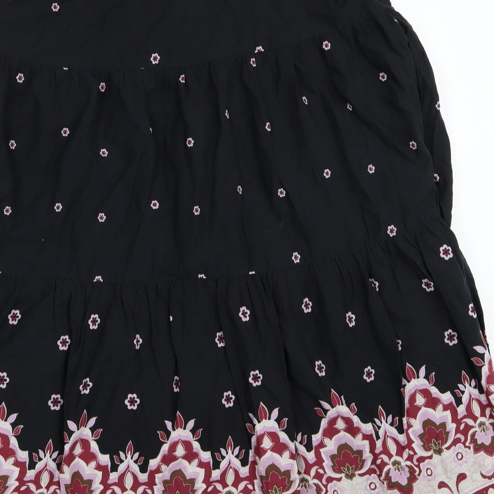New Look Womens Black Floral  Flare Skirt Size 18