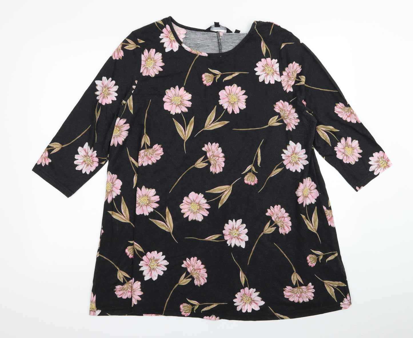 capsule Womens Black Floral  Basic T-Shirt Size 20