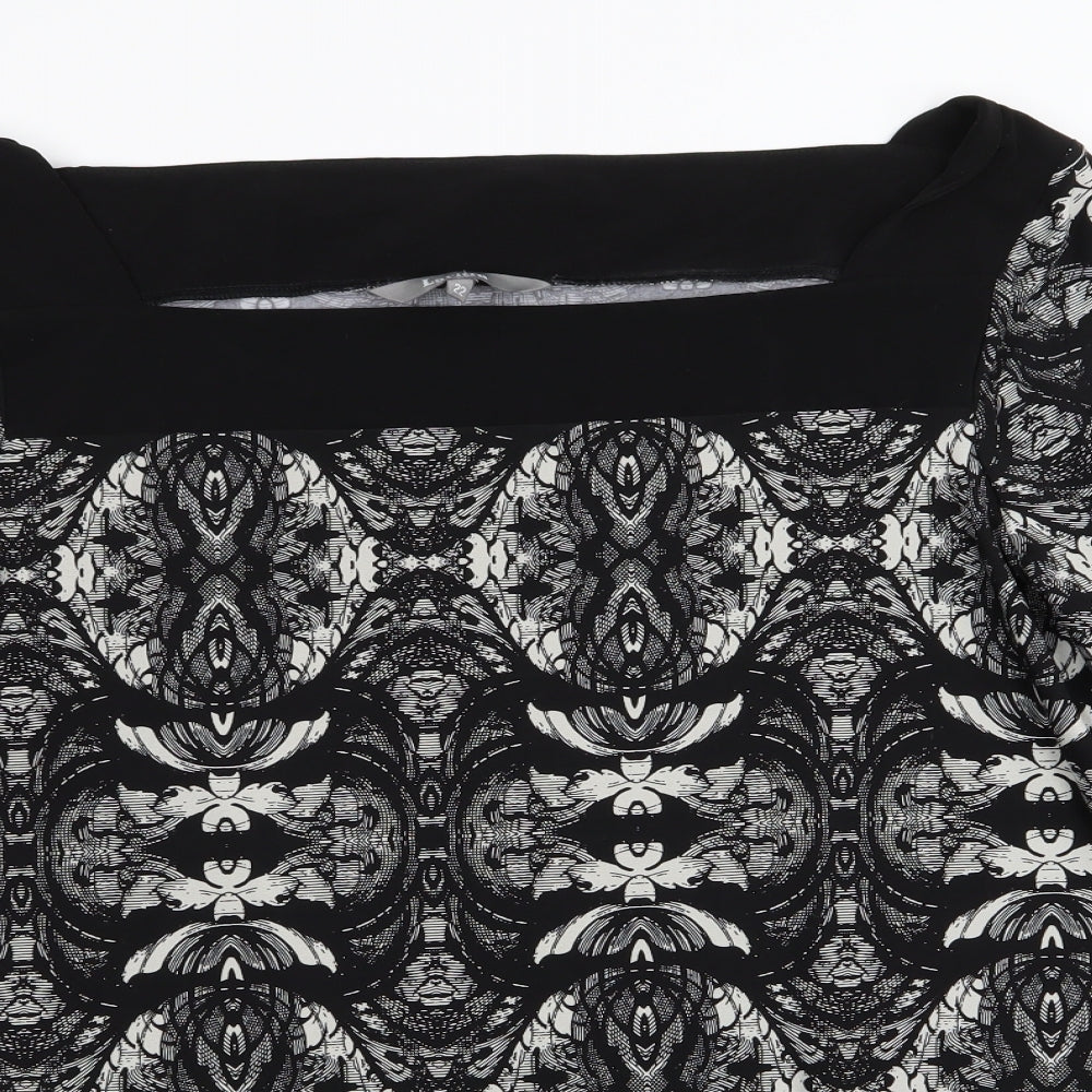 Lavitta Womens Black Geometric  Basic T-Shirt Size 22