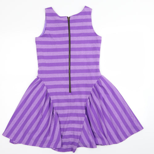 Disney Girls Purple Striped  Fit & Flare  Size 13 Years