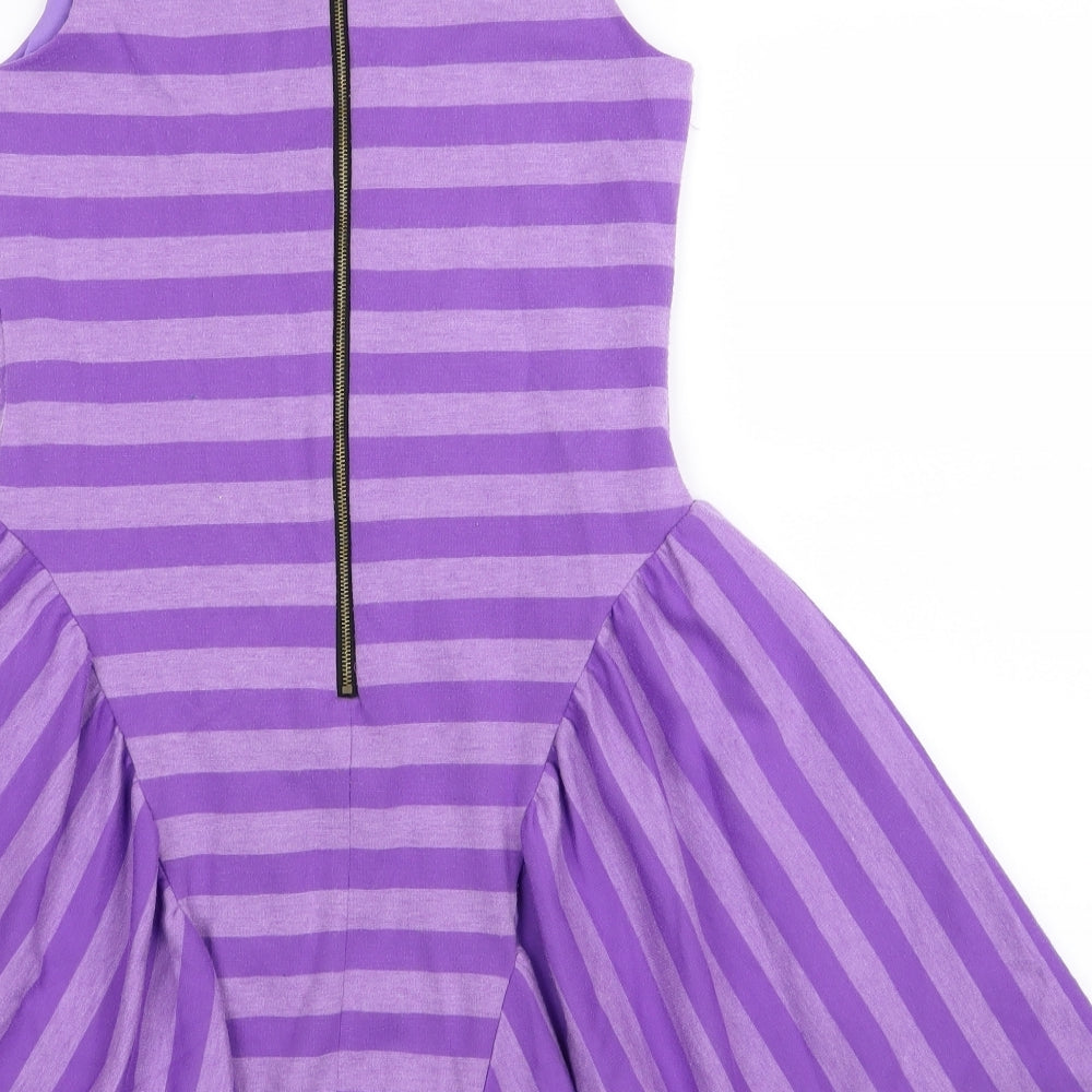 Disney Girls Purple Striped  Fit & Flare  Size 13 Years