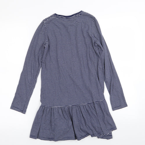 F&F Girls Blue Striped  Fit & Flare  Size 9-10 Years