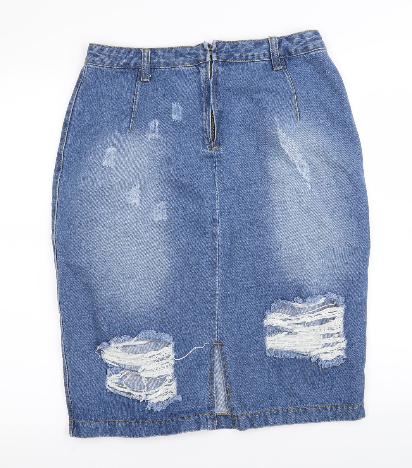 PLT Womens Blue  Denim A-Line Skirt Size 12  - ripped skirt