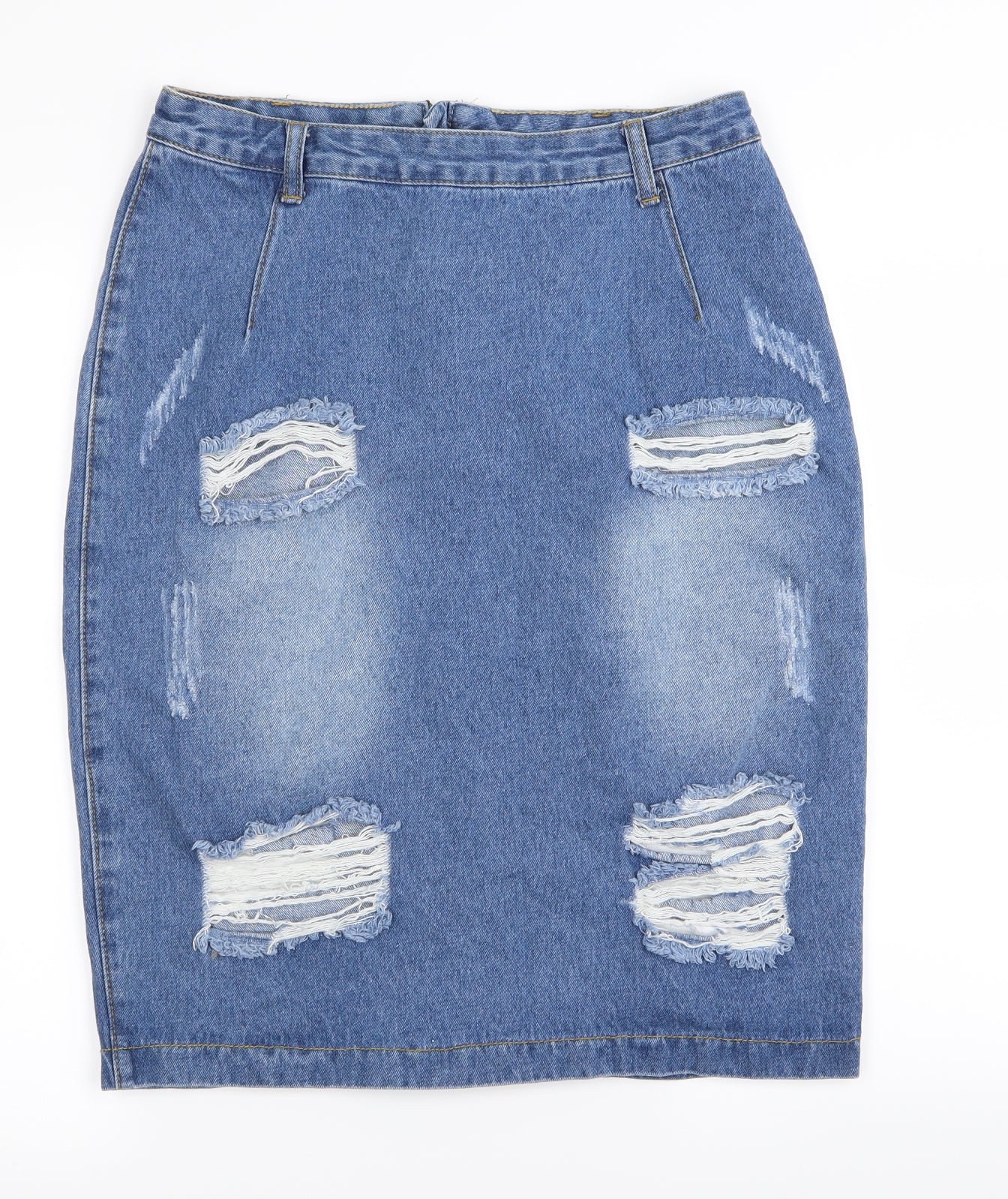PLT Womens Blue  Denim A-Line Skirt Size 12  - ripped skirt