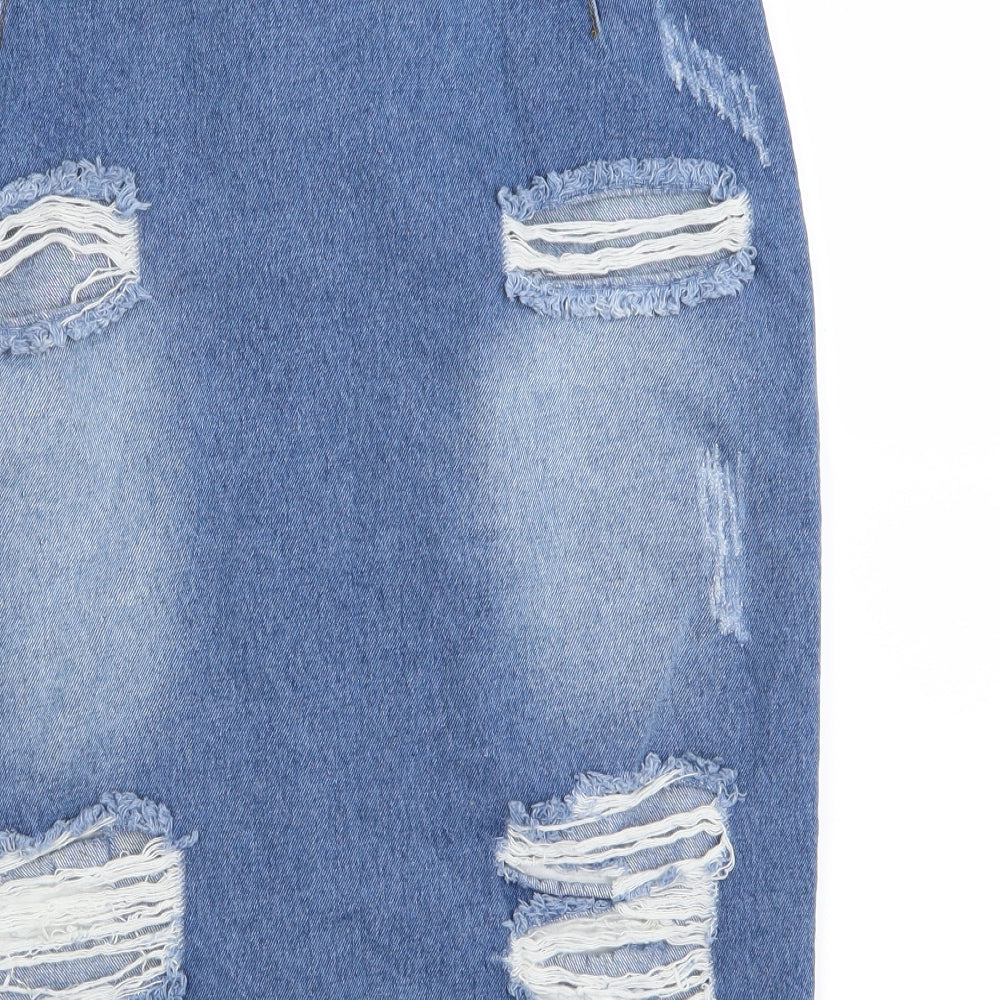 PLT Womens Blue  Denim A-Line Skirt Size 12  - ripped skirt
