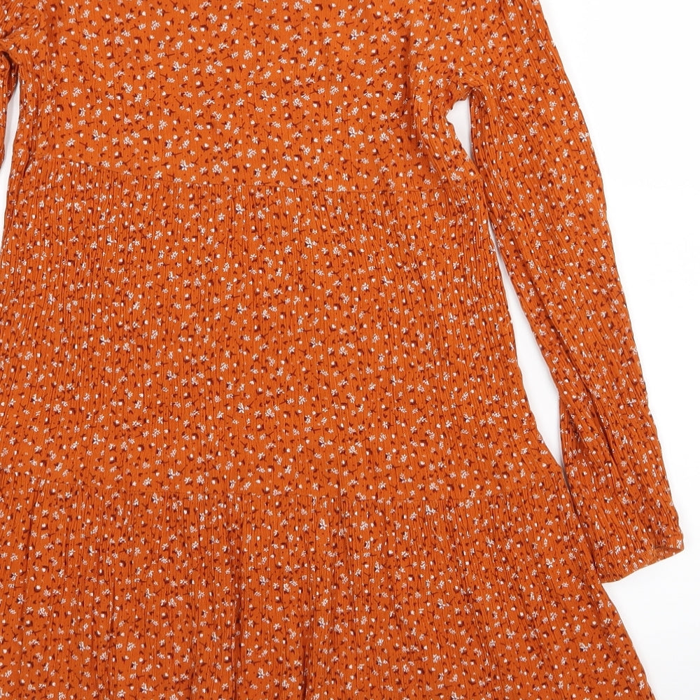 TU Girls Brown Floral  Fit & Flare  Size 11 Years