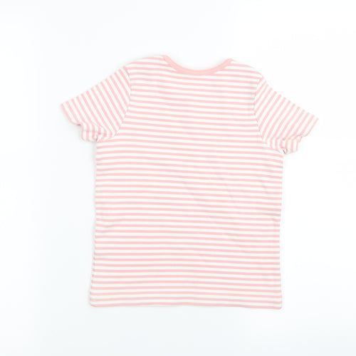 M&S Girls Pink Striped  Basic T-Shirt Size 5-6 Years