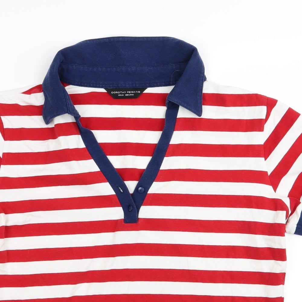 Dorothy Perkins Womens Red Striped  Basic Polo Size 20