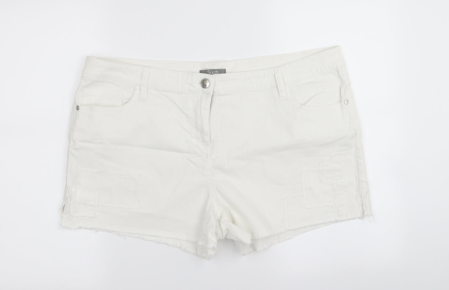 South Womens White   Hot Pants Shorts Size 20