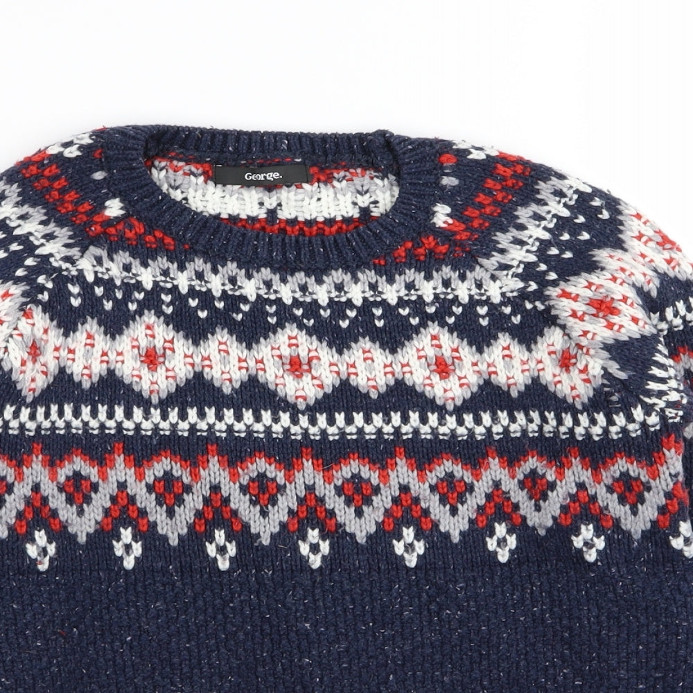 Asda George Boys Blue   Pullover Jumper Size 7-8 Years  - CHRISMTAS