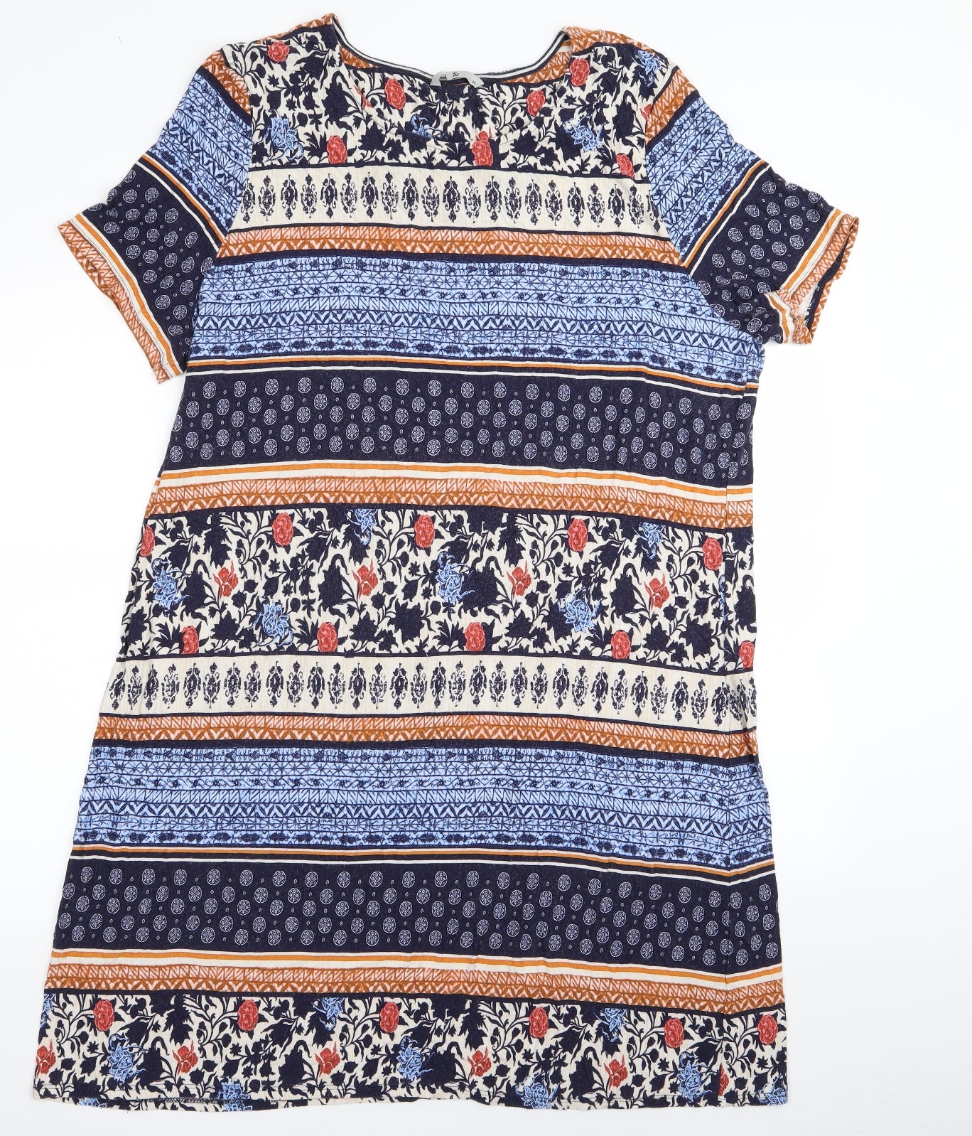 TU Womens Multicoloured Geometric  T-Shirt Dress  Size 24