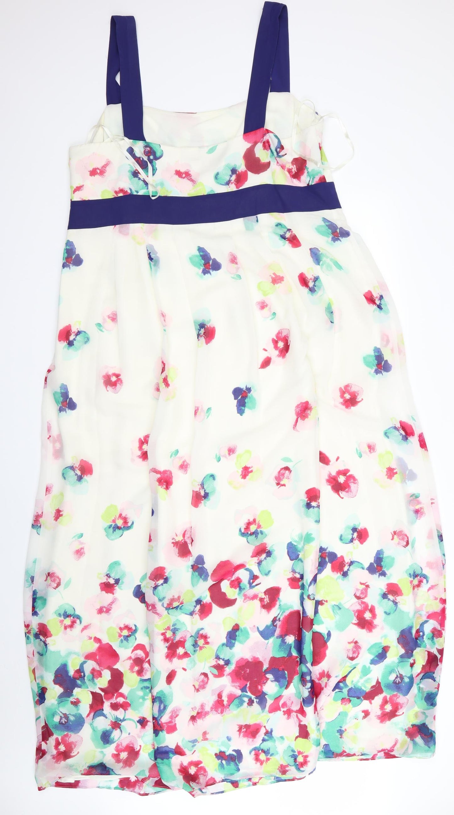 Monsoon Womens White Floral  Fit & Flare  Size 20