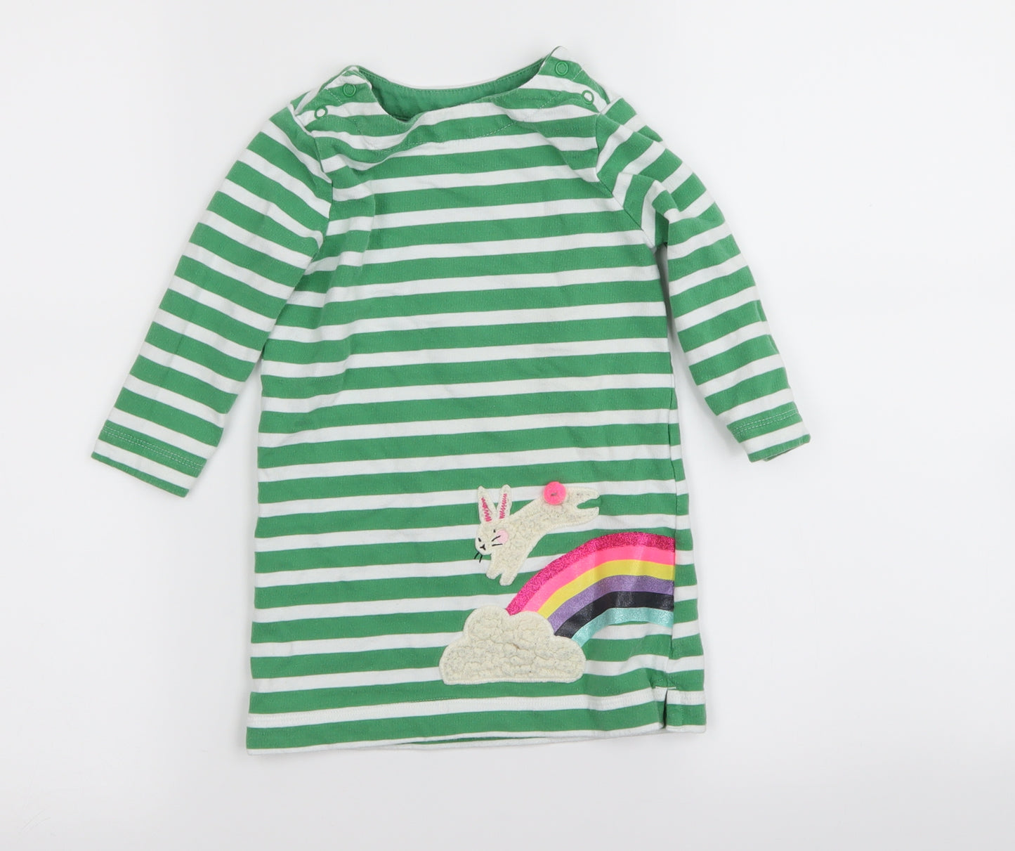 NEXT Girls Green Striped  T-Shirt Dress  Size 12-18 Months