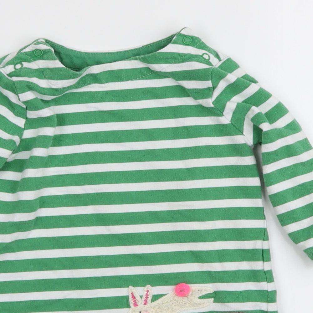 NEXT Girls Green Striped  T-Shirt Dress  Size 12-18 Months