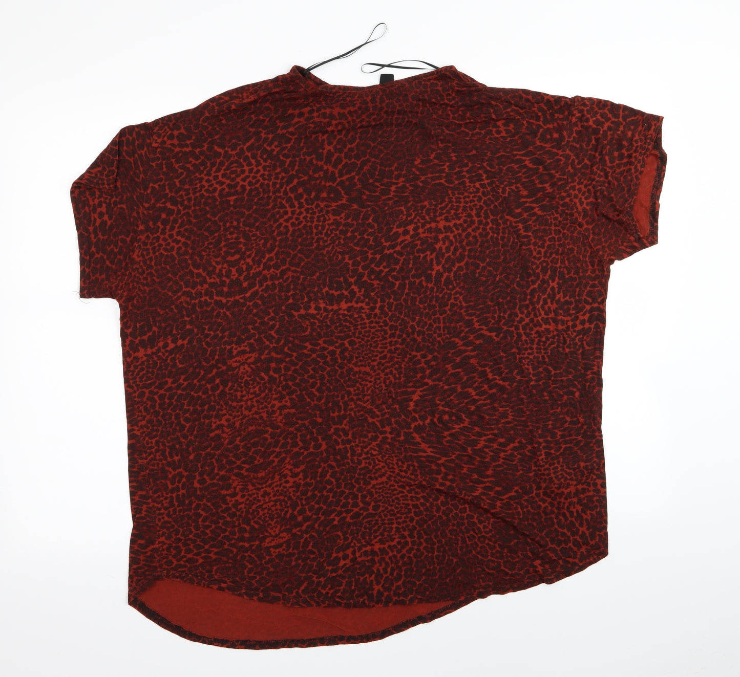 NEW LOOK CURVE Womens Red Animal Print  Basic T-Shirt Size 18