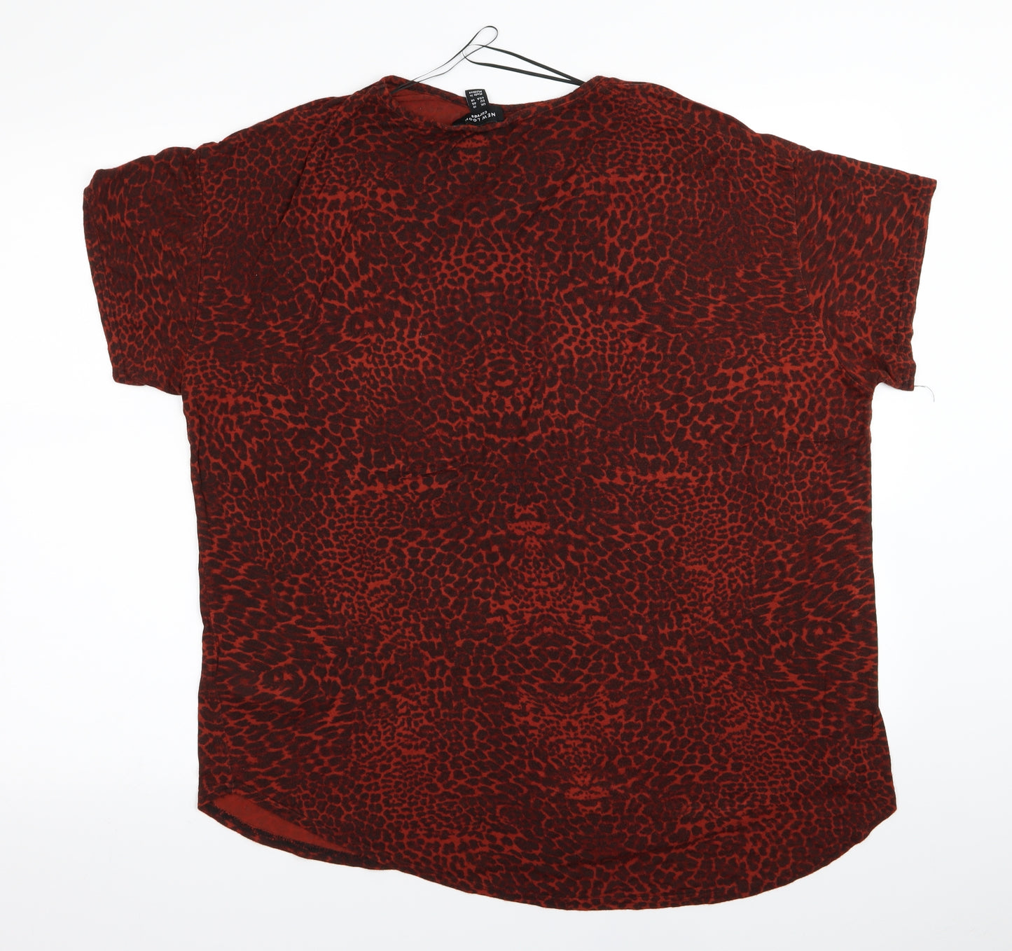 NEW LOOK CURVE Womens Red Animal Print  Basic T-Shirt Size 18