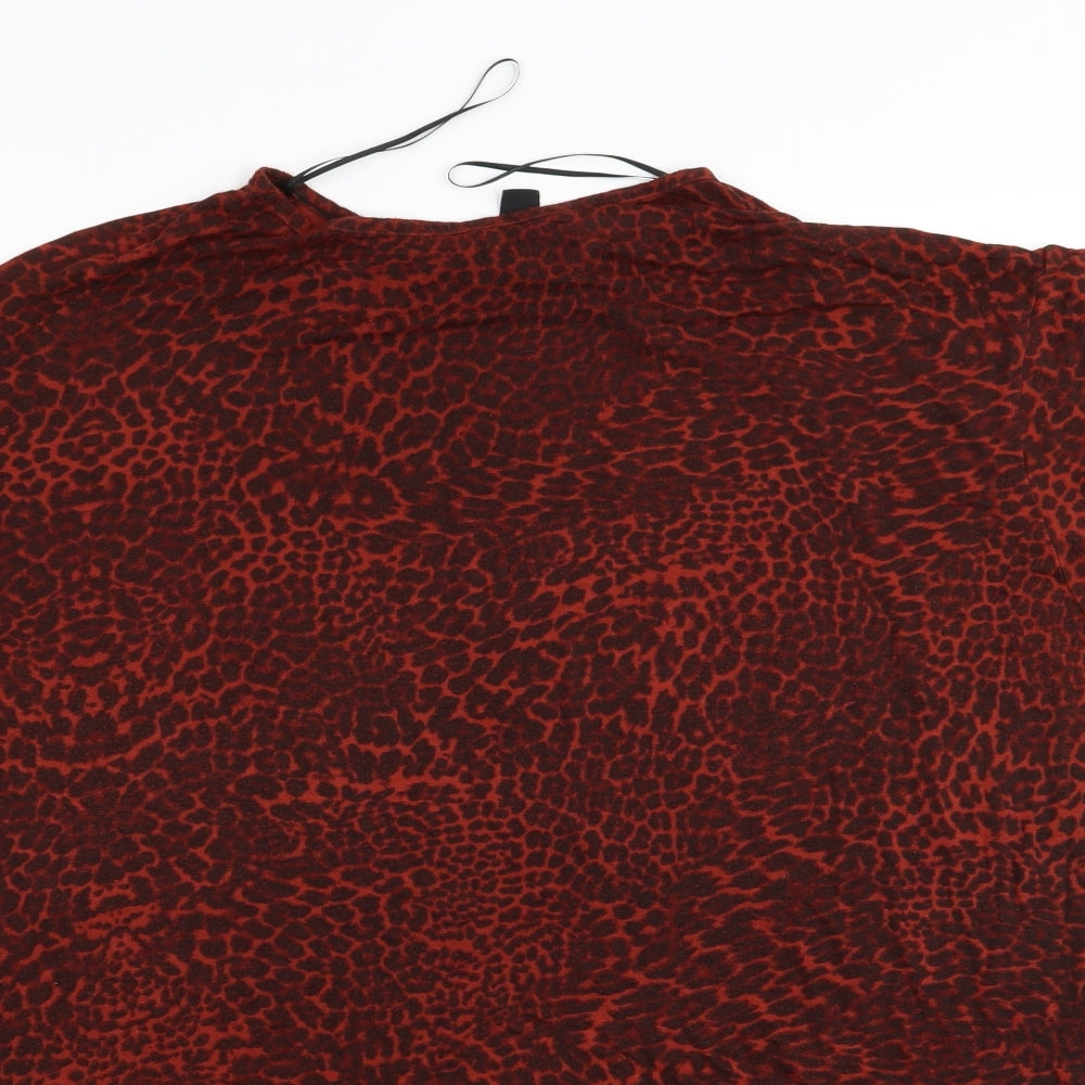 NEW LOOK CURVE Womens Red Animal Print  Basic T-Shirt Size 18