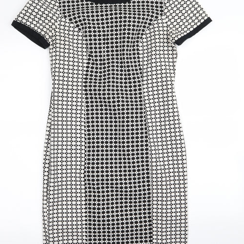 Asda George Womens Black Geometric  A-Line  Size 10