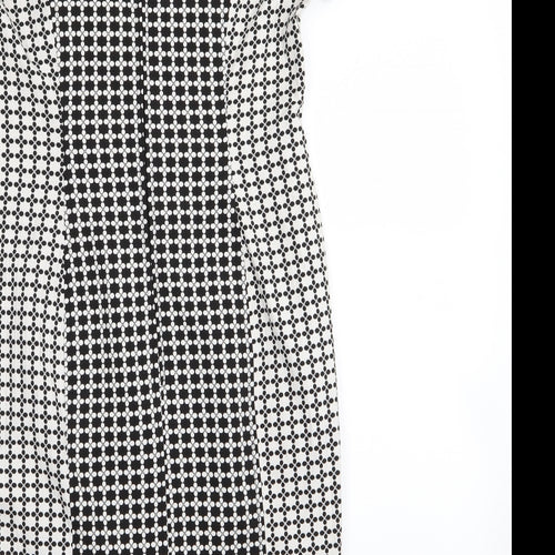 Asda George Womens Black Geometric  A-Line  Size 10