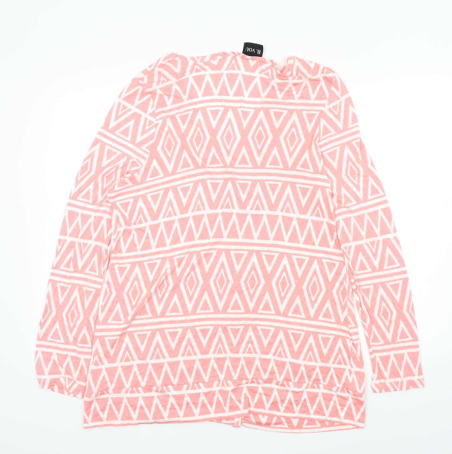 B.YOU Womens Pink Geometric  Cardigan Jumper Size 18