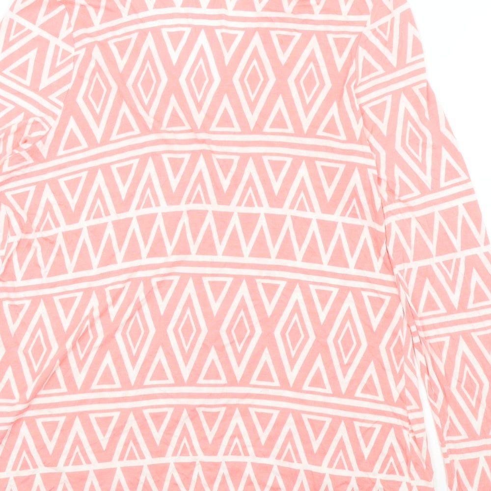 B.YOU Womens Pink Geometric  Cardigan Jumper Size 18