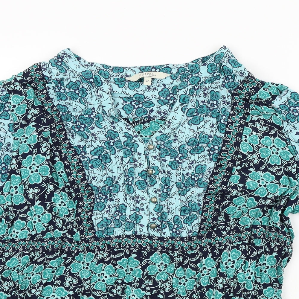 CASUAL COLLECTION Womens Green Floral  Basic Blouse Size 20